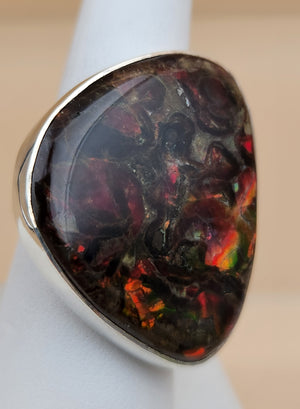 Fire Agate Sterling Silver Ring Size 9