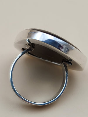 Fire Agate Sterling Silver Ring Size 9