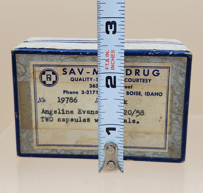 SAV-MOR Vintage 1958 Pharmaceutical Prescription Box/3636 State Street Boise, Idaho