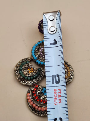 Boho Style Circular Beaded 2.5" Dangle Earrings