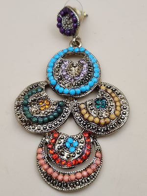 Boho Style Circular Beaded 2.5" Dangle Earrings