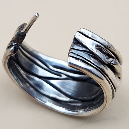 Sterling Silver Hand Crafted Mexico Textured Hoop Earrings
