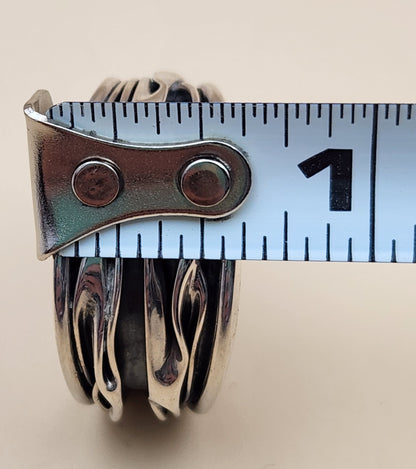 Sterling Silver Hand Crafted Mexico Textured Hoop Earrings