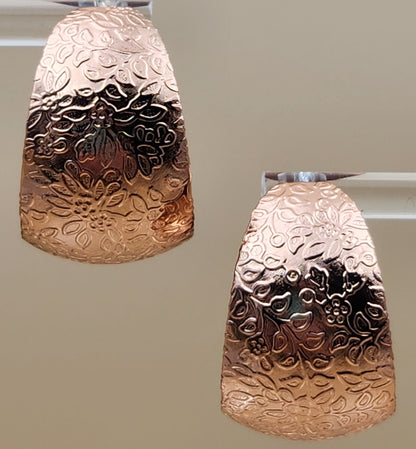 Embossed Copper Hoop Earrings