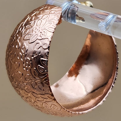 Embossed Copper Hoop Earrings