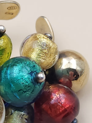 ITALIAN ART GLASS Gold Plated Sterling Silver Adjustable Ring Size 6