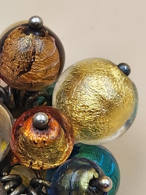 ITALIAN ART GLASS Gold Plated Sterling Silver Adjustable Ring Size 6