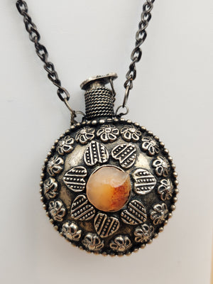 Middle Eastern Poison/Snuff/Perfume Bottle/Carnelian Stone 32" Necklace