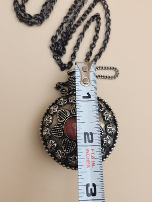 Middle Eastern Poison/Snuff/Perfume Bottle/Carnelian Stone 32" Necklace