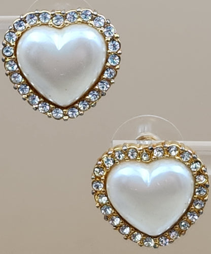 MARVELLA Gold Tone/Clear Rhinestone Vintage 1970's Stud Earrings