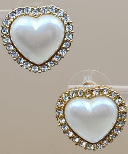 MARVELLA Gold Tone/Clear Rhinestone Vintage 1970's Stud Earrings