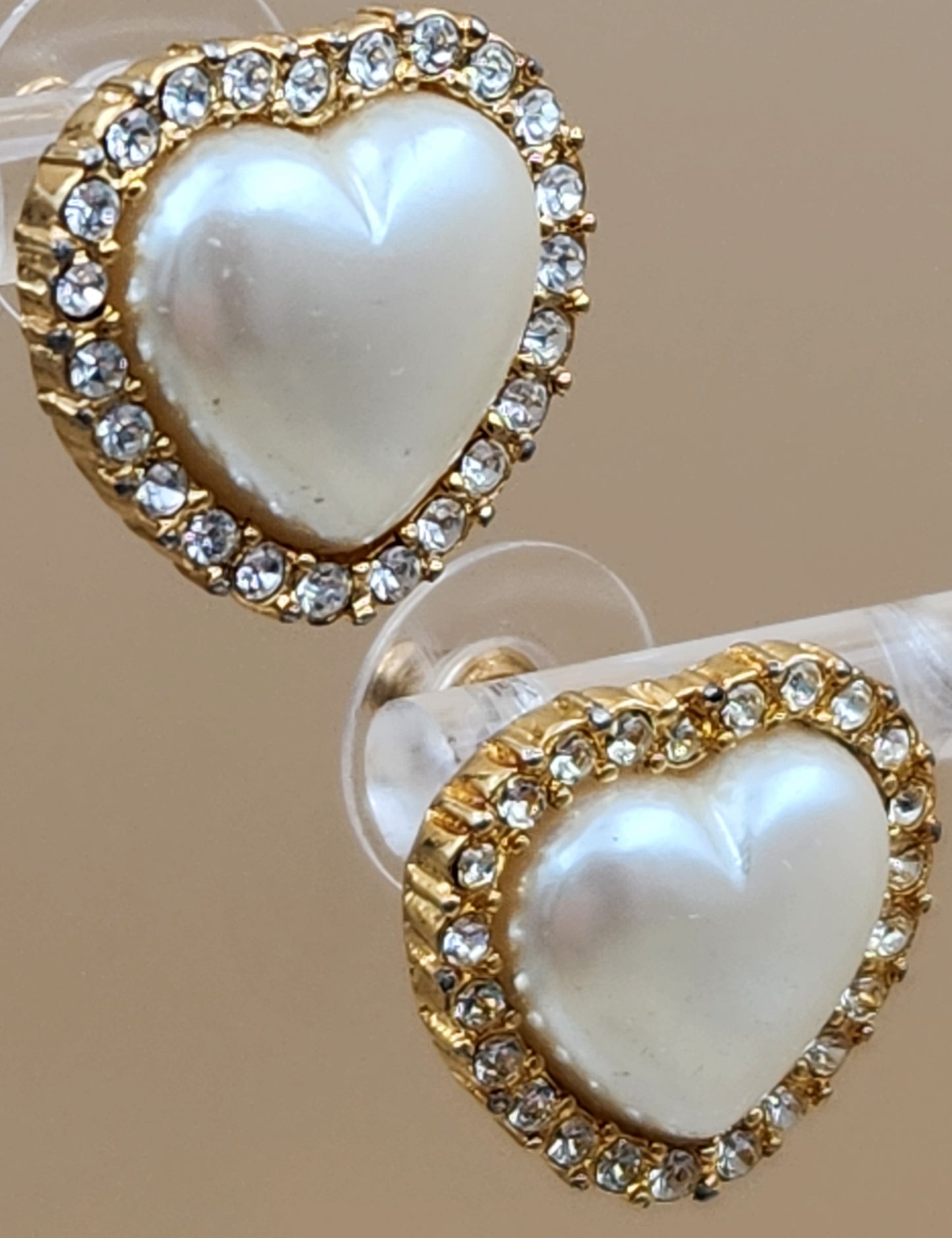 MARVELLA Gold Tone/Clear Rhinestone Vintage 1970's Stud Earrings