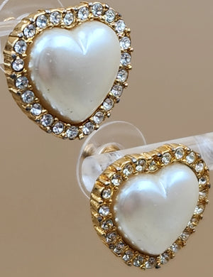 MARVELLA Gold Tone/Clear Rhinestone Vintage 1970's Stud Earrings