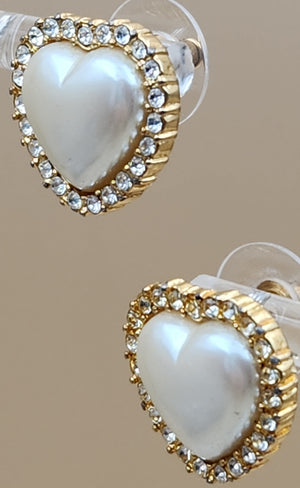 MARVELLA Gold Tone/Clear Rhinestone Vintage 1970's Stud Earrings