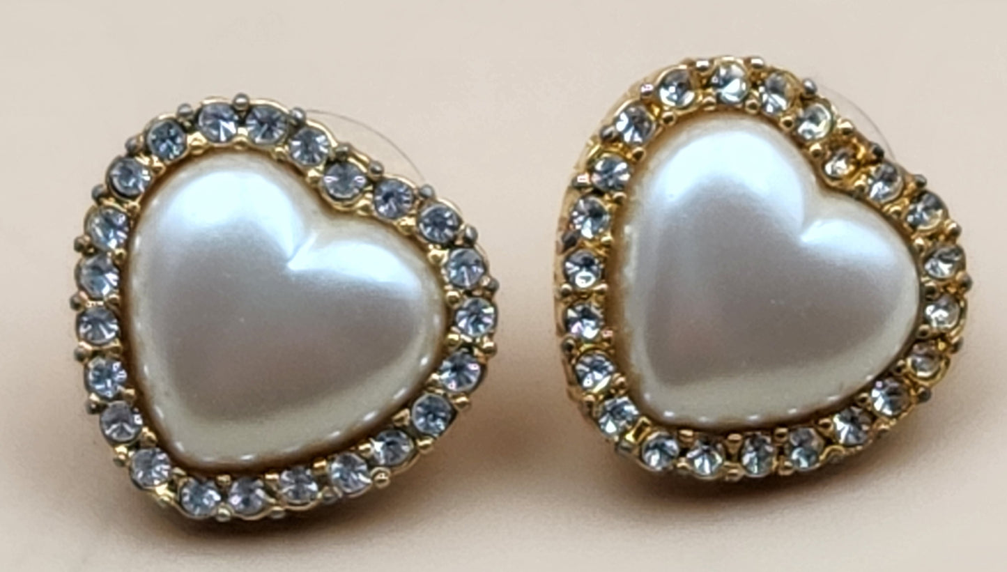 MARVELLA Gold Tone/Clear Rhinestone Vintage 1970's Stud Earrings