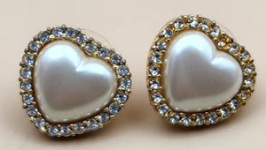 MARVELLA Gold Tone/Clear Rhinestone Vintage 1970's Stud Earrings