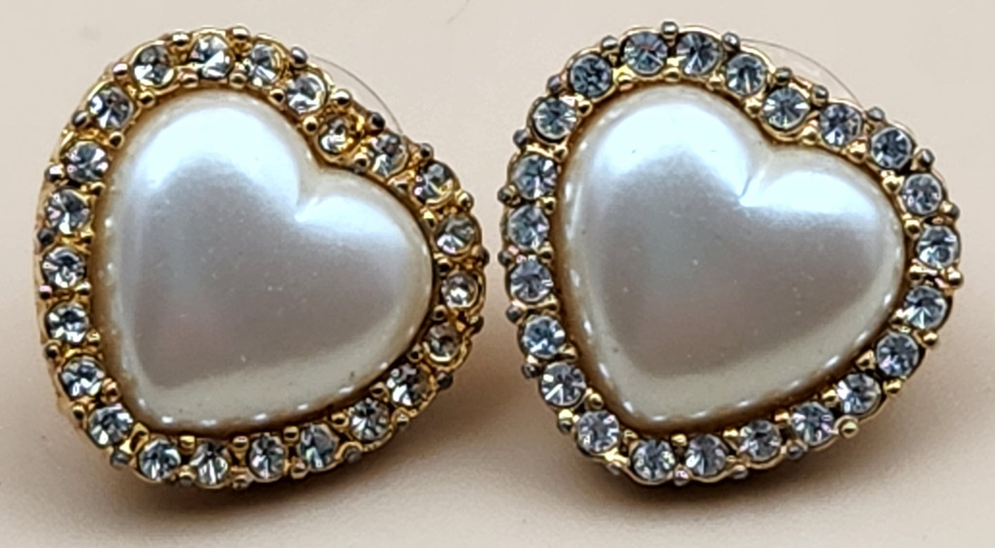 MARVELLA Gold Tone/Clear Rhinestone Vintage 1970's Stud Earrings