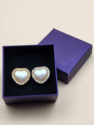 MARVELLA Gold Tone/Clear Rhinestone Vintage 1970's Stud Earrings