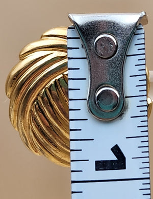 NAPIER Gold Tone Swirl/Ribbed Vintage 1970's-80's Stud Earrings