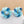 Mid Century Gold Tone/Shades of Blue Lucite Beaded 16