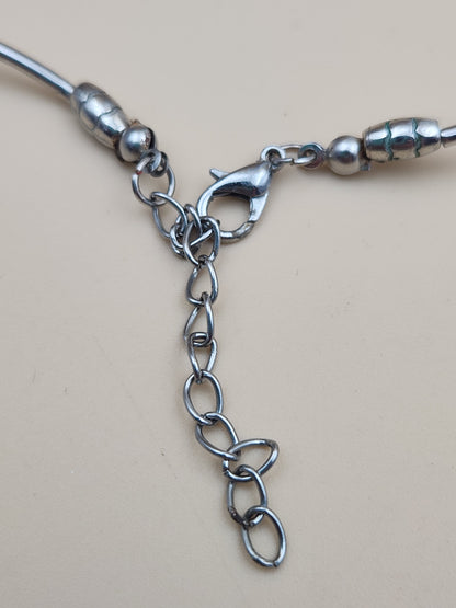 Faux Turquoise/Silver Tone/Cross Pendant/ Adjustable18"-20" Necklace with Oval Dangle Earrings