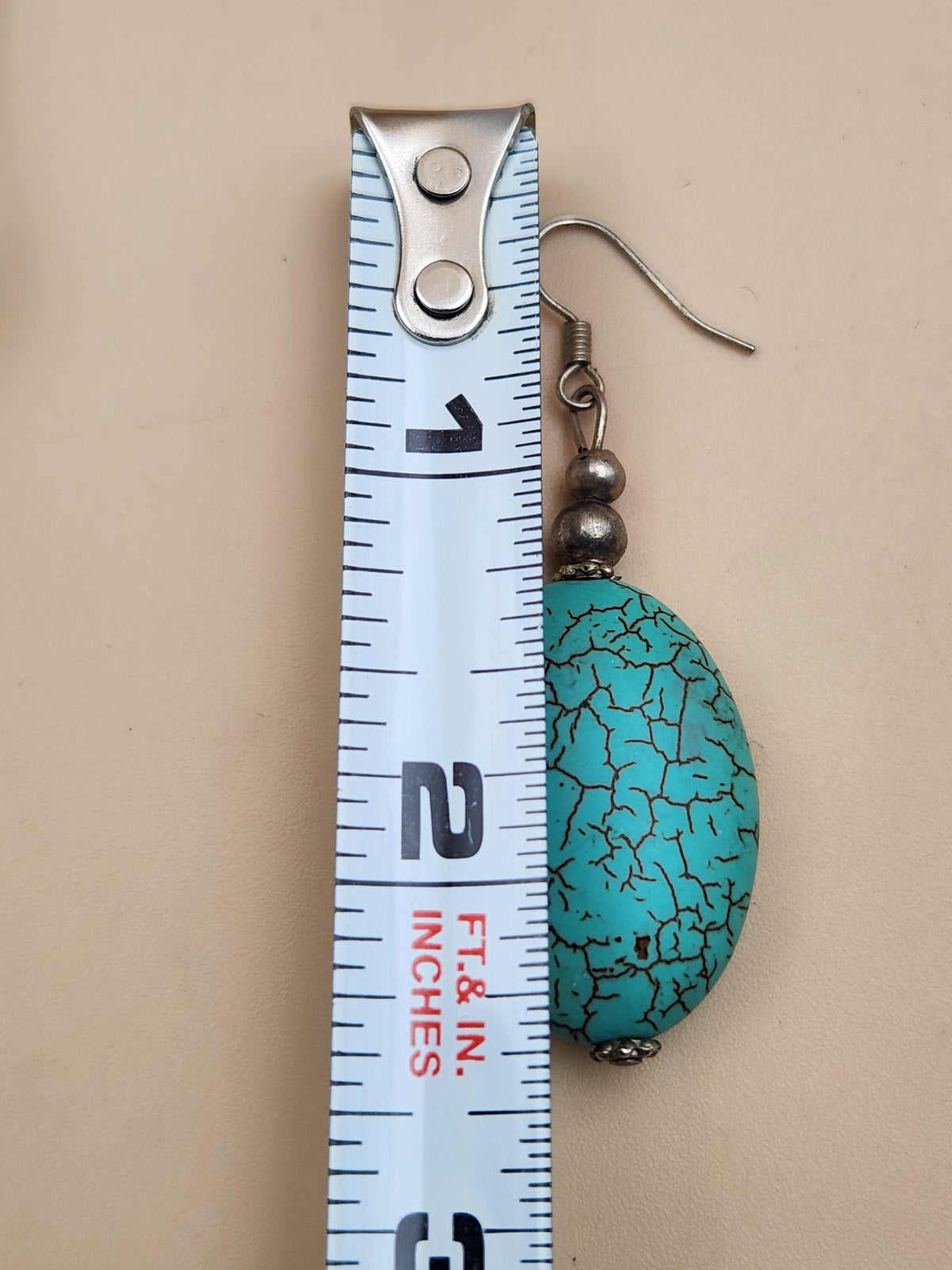 Faux Turquoise/Silver Tone/Cross Pendant/ Adjustable18"-20" Necklace with Oval Dangle Earrings