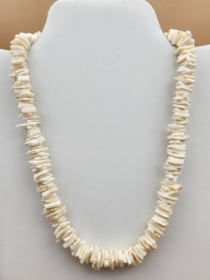 White Puka Shell Chip 18" Surfer Necklace