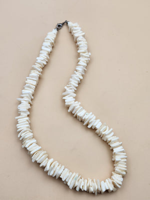 White Puka Shell Chip 18" Surfer Necklace