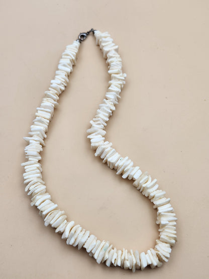 White Puka Shell Chip 18" Surfer Necklace