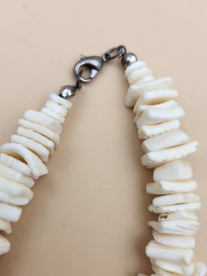 White Puka Shell Chip 18" Surfer Necklace