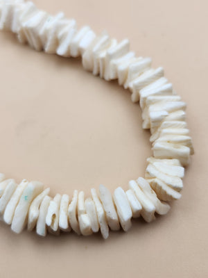 White Puka Shell Chip 18" Surfer Necklace