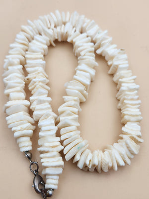 White Puka Shell Chip 18" Surfer Necklace