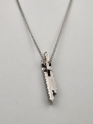 16"Silver Tone Necklace with Rhinestone Double Row Bar Pendant
