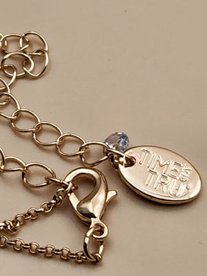 TIME AND TRU Gold Tone disc/Faux Pearl Charms on Gold Tone 18"-22" Necklace