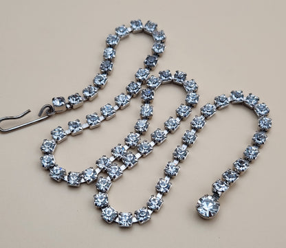 16" Silver Tone/ Multi Clear Rhinestone Vintage Choker Necklace