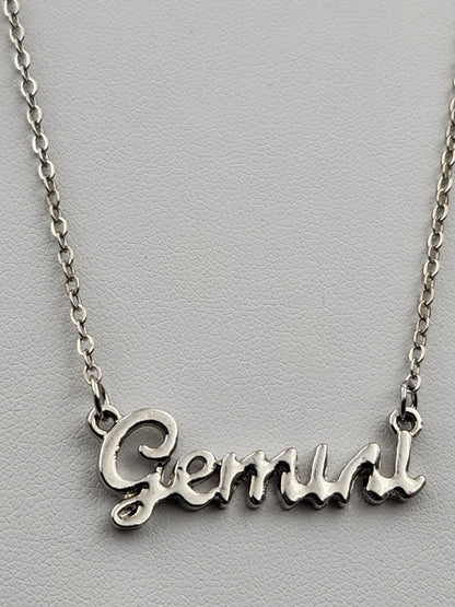 GEMINI Astrological Sign/Silver Tone Adjustable 18"-21" Necklace