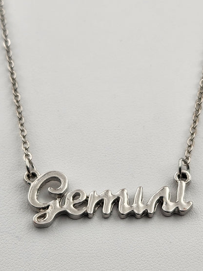 GEMINI Astrological Sign/Silver Tone Adjustable 18"-21" Necklace