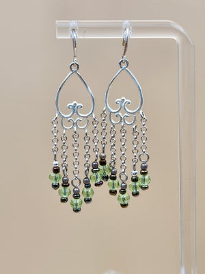 JOLIE CREATIONS Sterling Silver/Peridot Beaded Chandelier Earrings