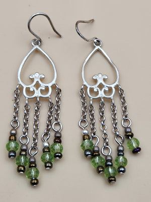 JOLIE CREATIONS Sterling Silver/Peridot Beaded Chandelier Earrings