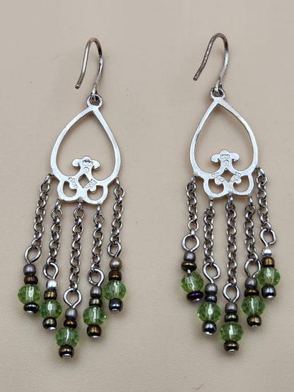 JOLIE CREATIONS Sterling Silver/Peridot Beaded Chandelier Earrings