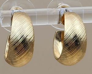 MONET Vintage Textured Gold Tone Huggie Hoop Earrings