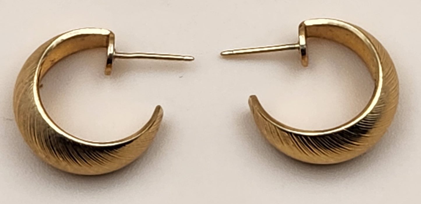 MONET Vintage Textured Gold Tone Huggie Hoop Earrings
