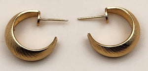 MONET Vintage Textured Gold Tone Huggie Hoop Earrings
