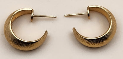MONET Vintage Textured Gold Tone Huggie Hoop Earrings