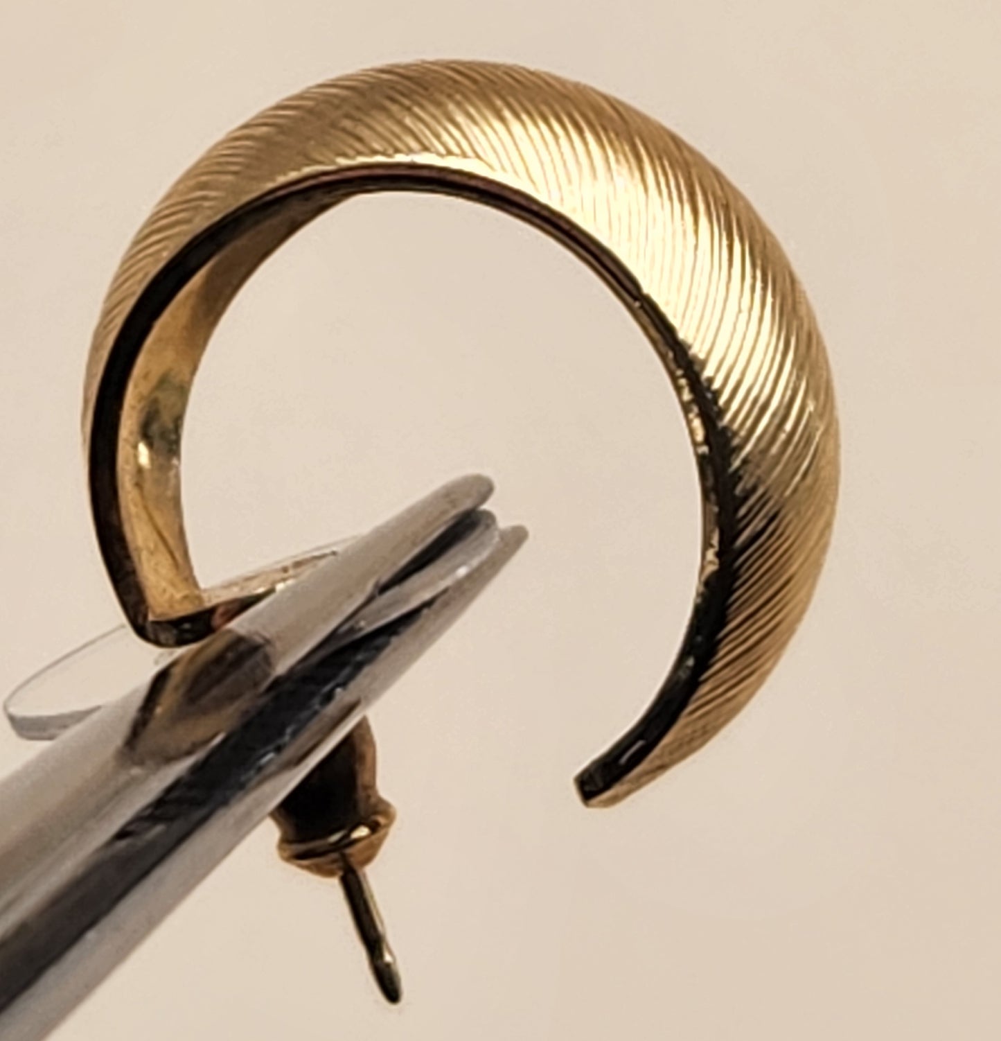 MONET Vintage Textured Gold Tone Huggie Hoop Earrings