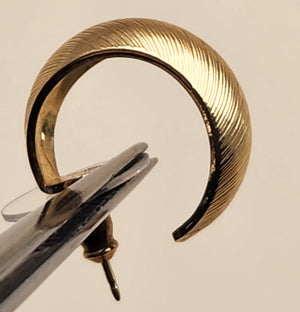 MONET Vintage Textured Gold Tone Huggie Hoop Earrings