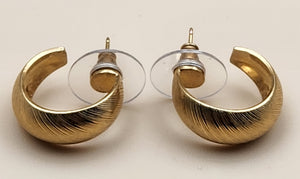 MONET Vintage Textured Gold Tone Huggie Hoop Earrings