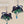 EDGAR BEREBI Blue/Green Hand Painted Enamel Stylized Cats/Crystal Beaded Dangle Earrings