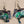 EDGAR BEREBI Blue/Green Hand Painted Enamel Stylized Cats/Crystal Beaded Dangle Earrings