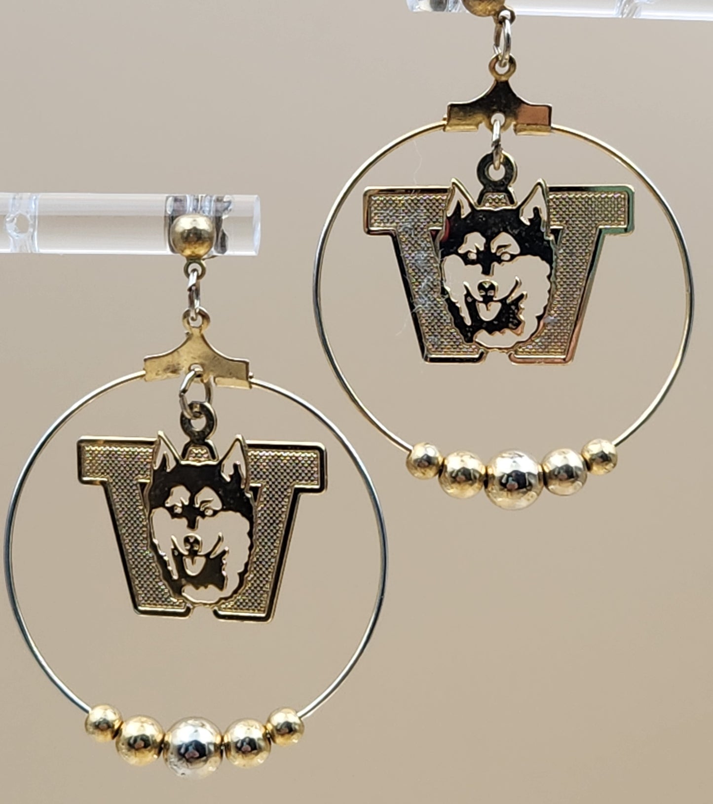 WASHINGTON HUSKIES Gold Tone Cut Out Dangle Earrings